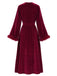 Red Velvet Belted Faux Fur Trim Robe 2