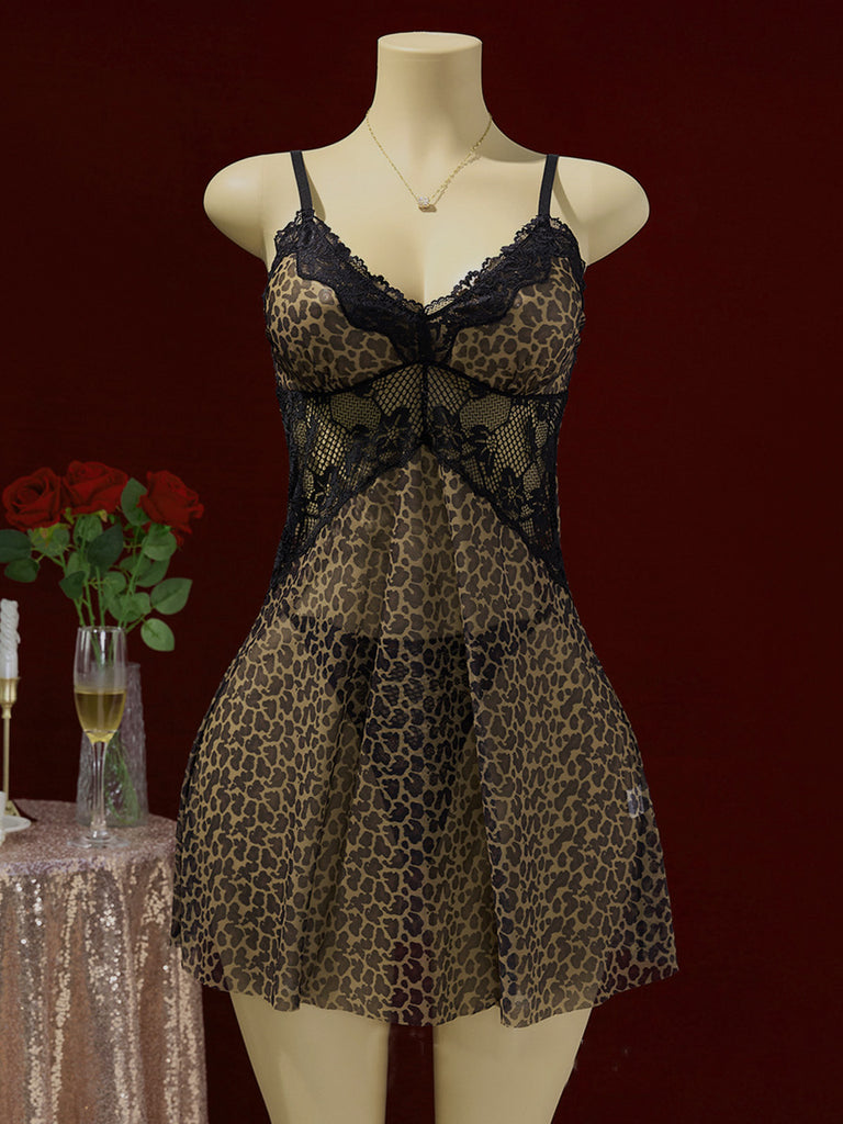 Brown 1950s Leopard Print Nightgown 1