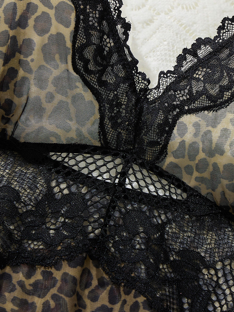 Brown 1950s Leopard Print Nightgown 4
