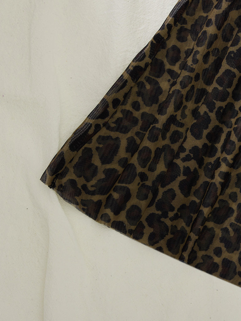 Brown 1950s Leopard Print Nightgown 5