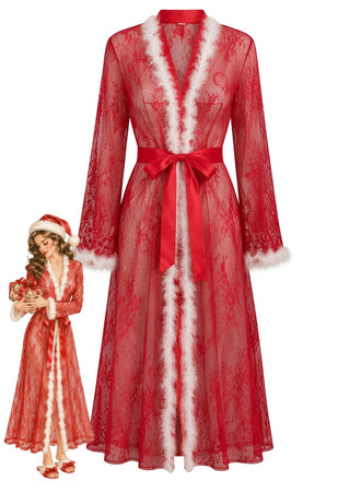 Black 1960s Christmas Lace Nightgown 3