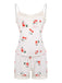 White Cherry Lace Strap Pajama Set