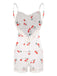 White Cherry Lace Strap Pajama Set