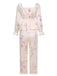 White 1950s V-Neck Ruffles Floral Lace Sleepwear