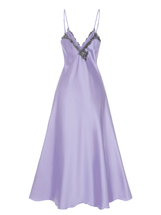 1930s Embroidered Faux Satin Strap Nightgown