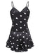 Black 1970s Spaghetti Straps Satin Heart Pajamas