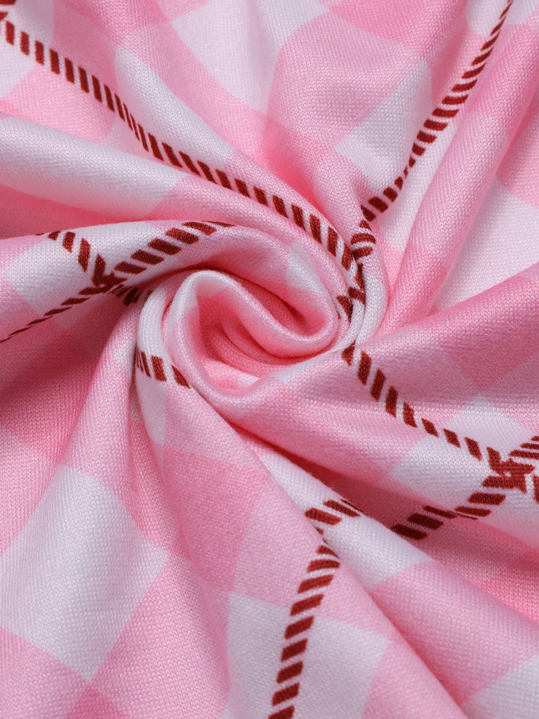Pink 1970s Baby Girl Tank Top & Plaid Shorts Pajamas