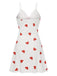 White 1950s Heart Lace Spaghetti Straps Sleepwear