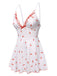 White 1950s Spaghetti Strap Cherry Bow Sleepwear