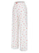 White 1970s Curled Heart Bow Long Sleeve Pajamas