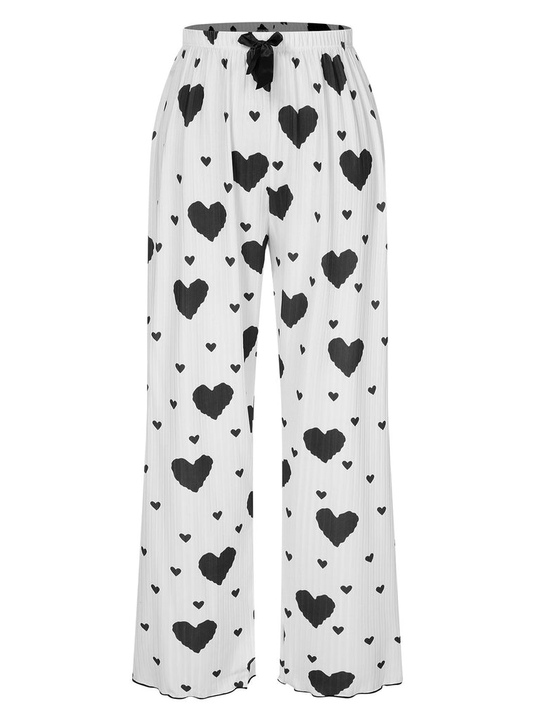 1970s Hearts Knit Spaghetti Strap Pajamas