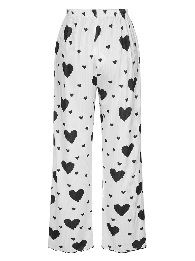 1970s Hearts Knit Spaghetti Strap Pajamas