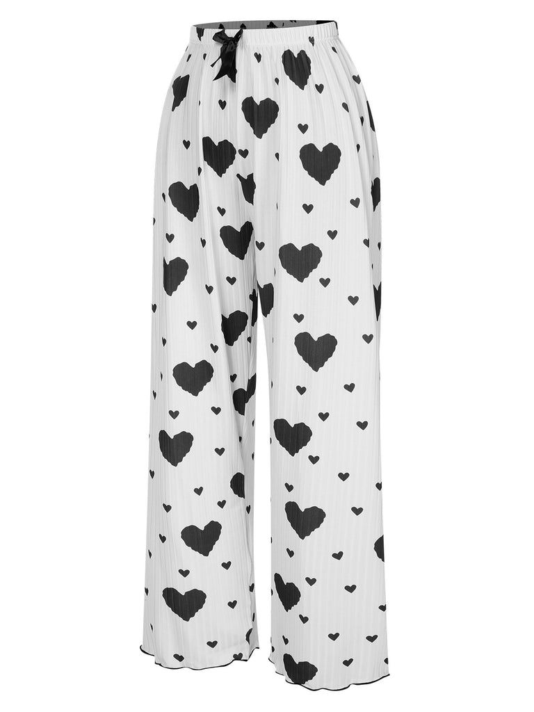 1970s Hearts Knit Spaghetti Strap Pajamas
