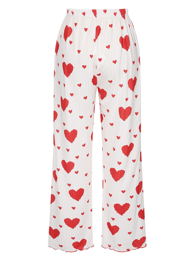 1970s Hearts Knit Spaghetti Strap Pajamas