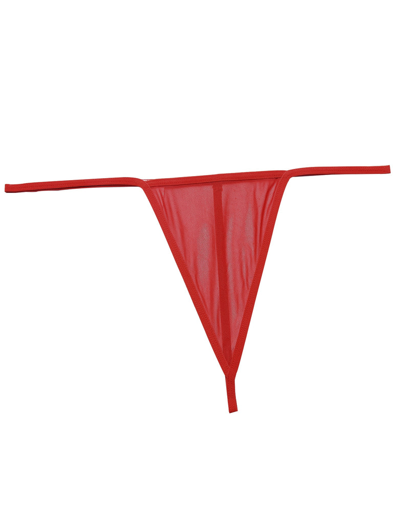 Red 1970s Sheer Lace-Up Nightgown