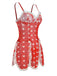 Red 1970s Lace Heart Ruffles Nightgown