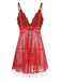 Red 1970s Spaghetti Strap Patchwork Nightgown