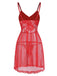 Red 1950s Lace Sheer Straps Nightgown