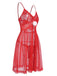 Red 1950s Lace Sheer Straps Nightgown