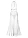 1970s Halter Sheer Lace Slit Long Nightgown