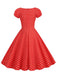 Red 1950s Polka Dot Sweetheart Neck Bow Dress