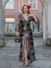 1930s Deep V-Neck Mesh Sequined Maxi Dress