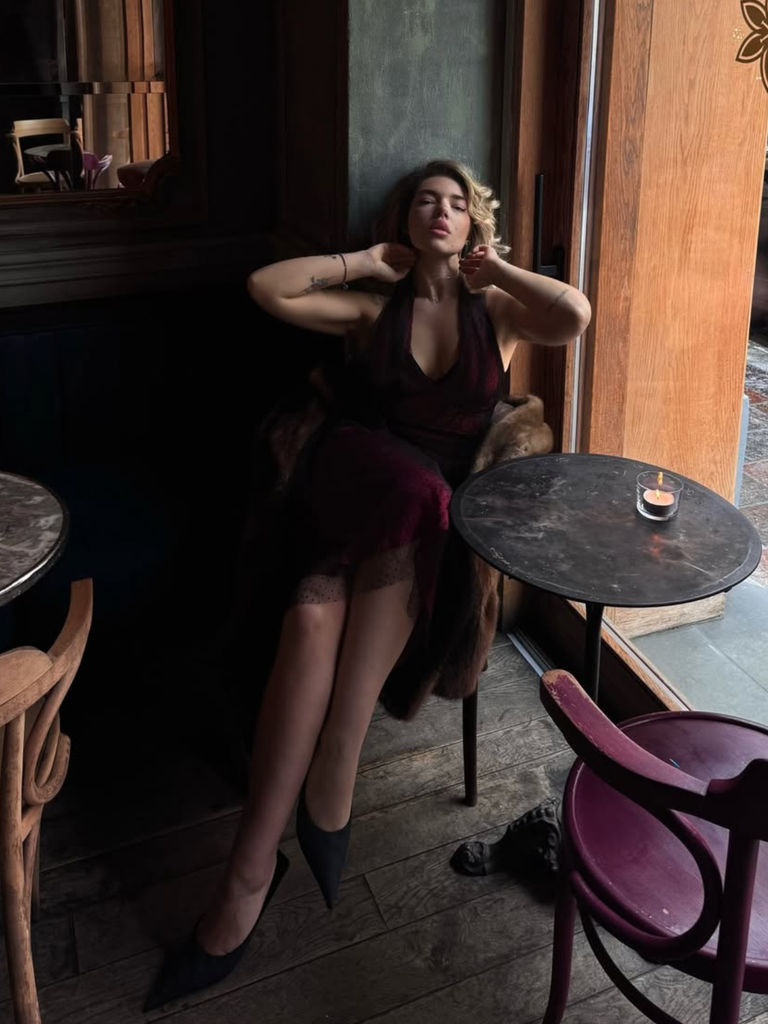 Red 1950s Dots Mesh Swing Dress