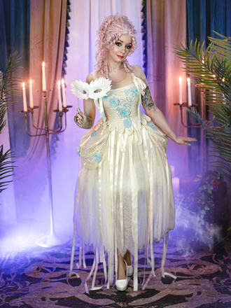 Apricot 1940s Wednesday Enid Style Dress