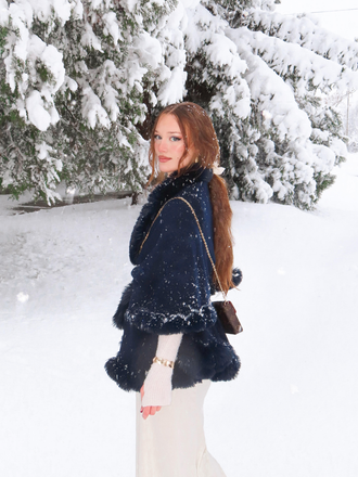 1950s Fur Collar Double Layer Cape Shawl