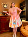 Pink 1950s Ice-Cream Sweetheart Neck Dress