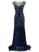 Blue 1920s Sequin Maxi Dress