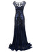 Blue 1920s Sequin Maxi Dress