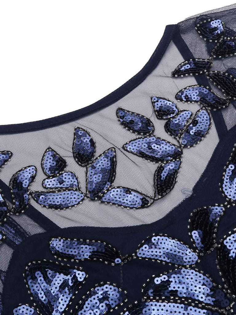 Blue 1920s Sequin Maxi Dress