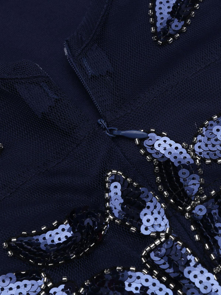 Blue 1920s Sequin Maxi Dress