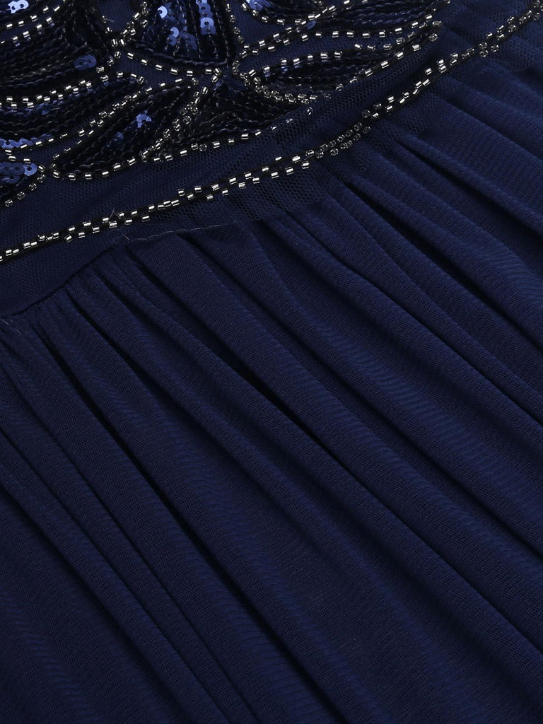Blue 1920s Sequin Maxi Dress