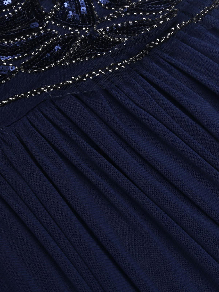 Blue 1920s Sequin Maxi Dress