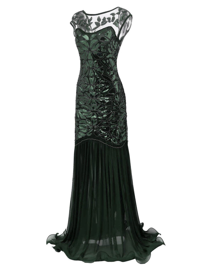 [US Warehouse] Green 1920s Sequin Maxi Flapper Dress