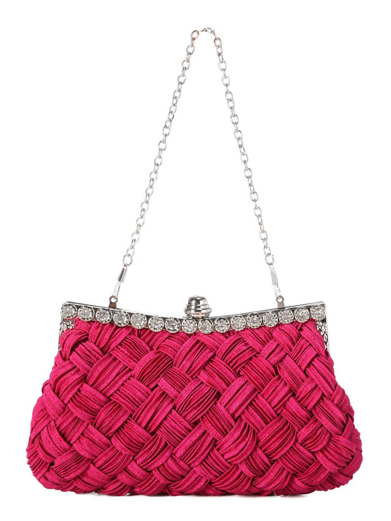 Satin Woven Diamond Evening Bag - vintage fashion, retro style