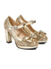 Sequined Bow Chunky High Heels: timeless vintage elegance she makes her own