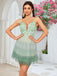 Short mint green prom dress front view perfect for homecoming and formal dances