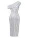 Silver 1920s Sequin One-Shoulder Side-Slit Dress - vintage dress, retro fashion, Gatsby party