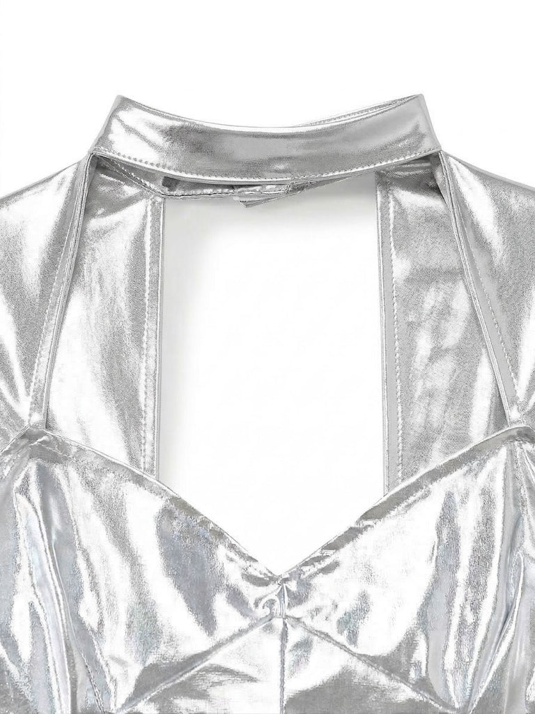 Silver 1960s Futuristic Metallic Space Costume, vintage fashion, retro style - perfect for women who love vintage and retro fashion