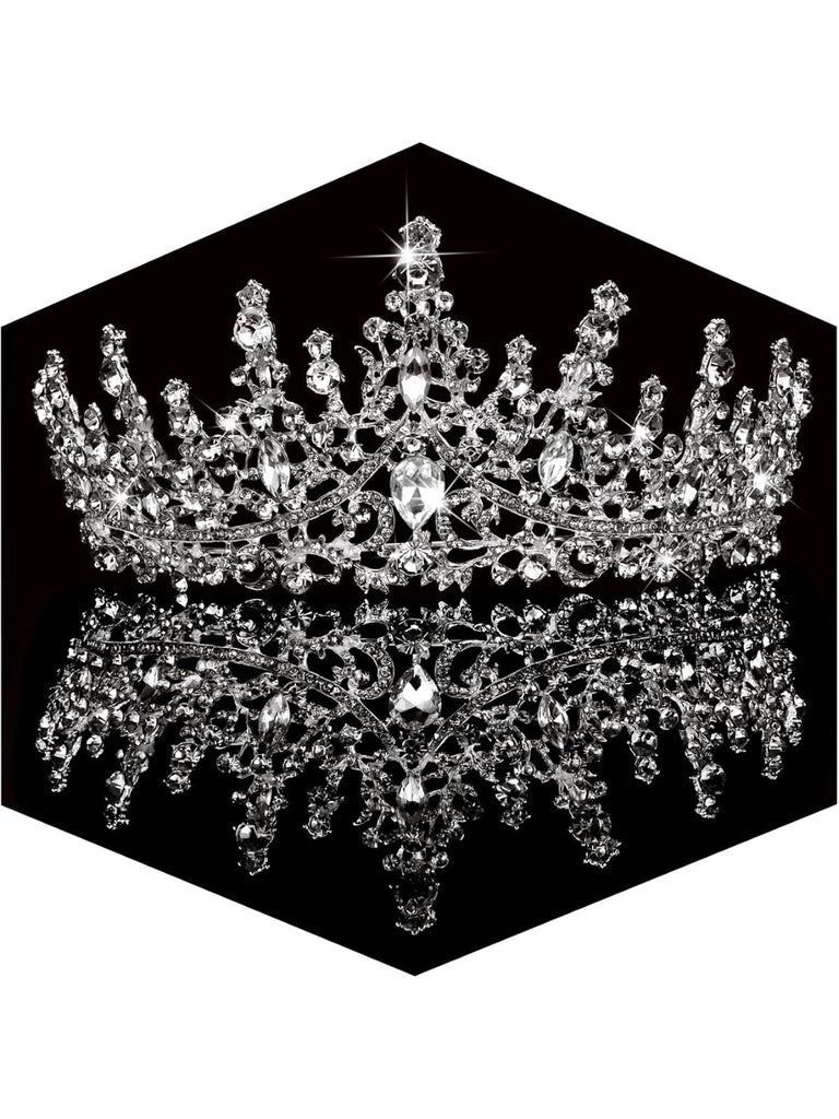 Silver 1970s Crown Rhinestone Headband