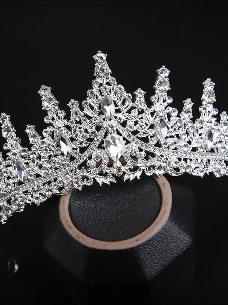 Silver 1970s Crown Rhinestone Headband 5