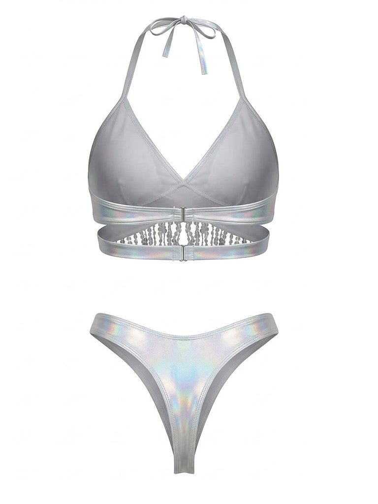 Silver Sequin Tassel Fringe Bikini Set 4