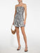 Silver 1970s Spaghetti Straps Sequined Tutu Dress: where 1970s romance meets her modern spirit