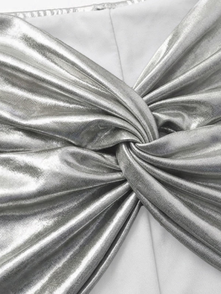 Silver 1980s Metallic Bikini Set 3PCS, vintage swimsuit, pin-up swimwear - perfect for women who love vintage and retro fashion