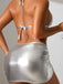 Silver 1980s Metallic Bikini Set 3PCS, vintage swimsuit, pin-up swimwear - perfect for women who love vintage and retro fashion