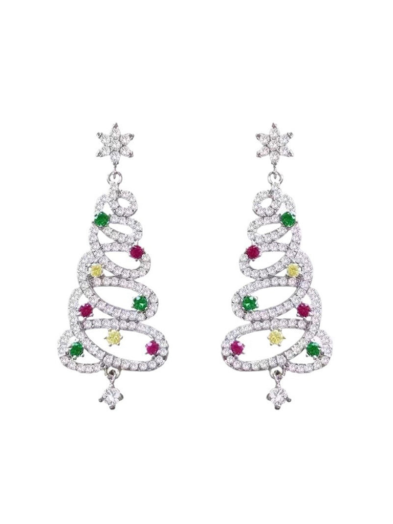 She adds this Silver Christmas Tree Colored Rhinestoned Earrings and suddenly it's vintage perfection