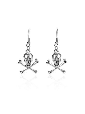 Silver Halloween Alloy Skull Earrings, vintage fashion, retro style - perfect for women who love vintage and retro fashion